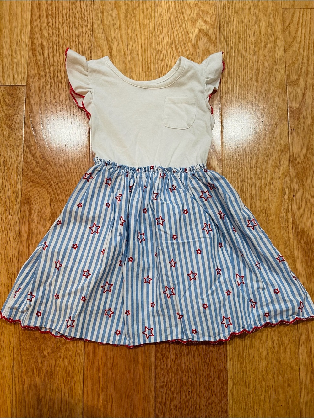 Cat & Jack White Top with Blue Stripes and Stars Dress